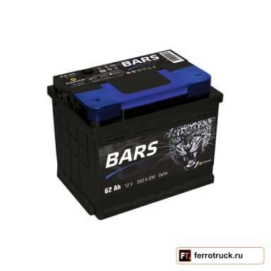 Аккумулятор BARS 6СТ-62, 62 А·ч, 550 А, прямая полярность