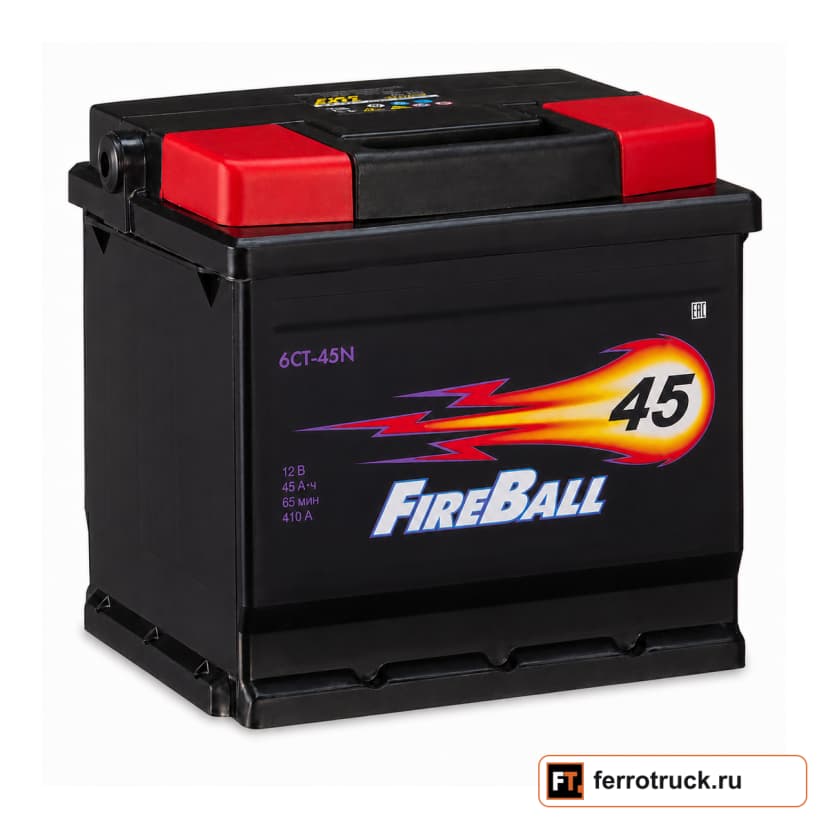 Аккумулятор FIRE BALL Базовый 6СТ-45VL, 45 А·ч, 410 А, 12 В — фото 1