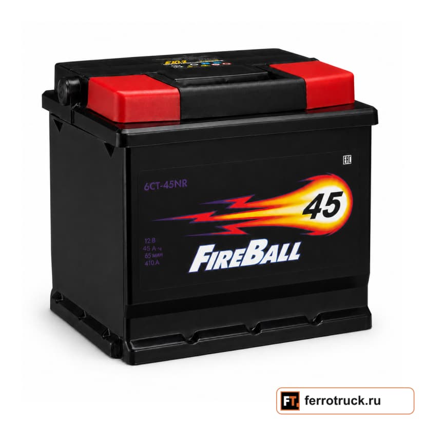 Аккумулятор FIRE BALL Базовый 6СТ-45VLR, 45 А·ч, 410 А, 12 В — фото 1