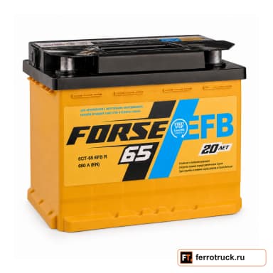 Аккумулятор FORSE EFB 565108051 (6СТ-65EFB R), 65 А·ч, 660 А EN