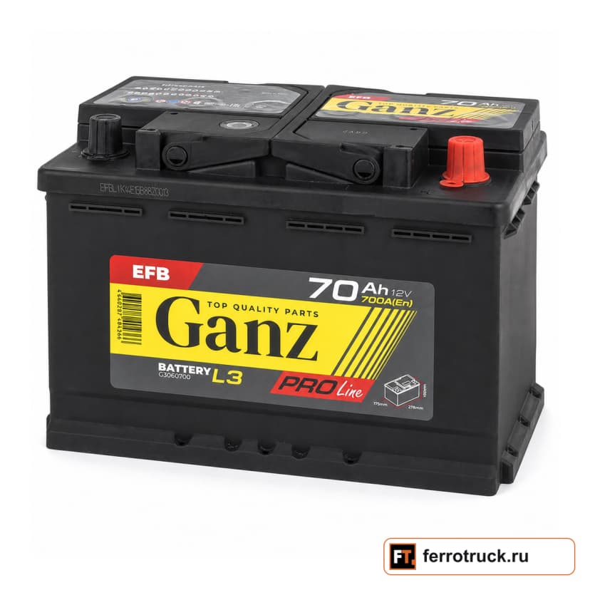 Аккумулятор GANZ PRO-Line EFB G3060700, 70 А·ч, 700 А EN — фото 1