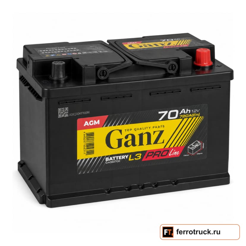 Аккумулятор GANZ PRO-Line AGM G4060700, 70 А·ч, 720 А EN — фото 1