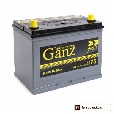 Аккумулятор GANZ ASIA EFB GAEFBA750, 75 А·ч, 580 А EN