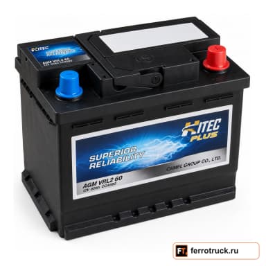 Аккумулятор HITEC PLUS AGM VRL2 60, 60 А·ч, 680 А
