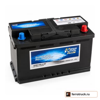 Аккумулятор HITEC PLUS AGM VRL4 80, 80 А·ч, 800 А