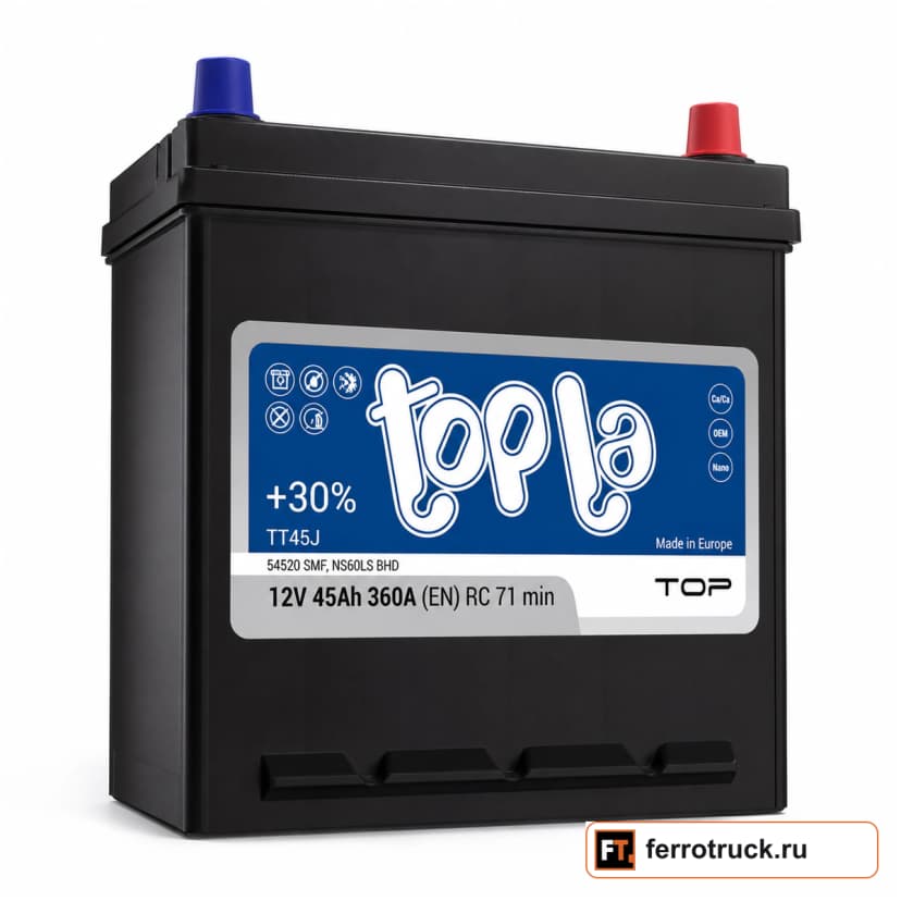 Аккумулятор TOPLA Top JIS TT45J (54520 SMF), 45 А·ч, 360 А, 12 В — фото 1