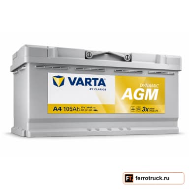 Аккумулятор VARTA Dynamic AGM A4 (605901095), 105 А·ч, 950 А, 12 В