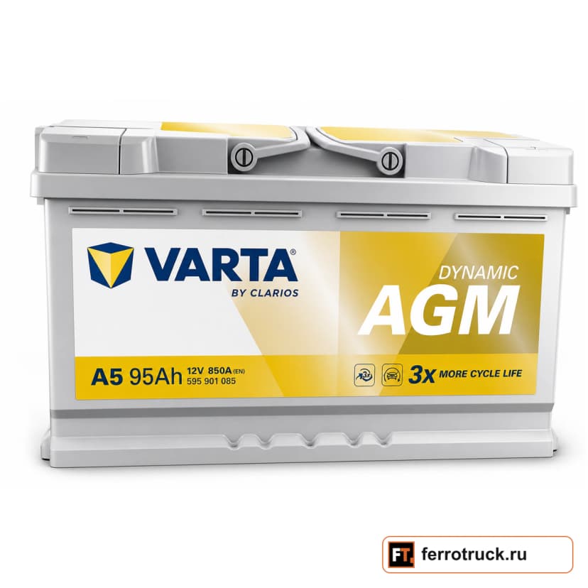 Аккумулятор VARTA Dynamic AGM A5 (595901085), 95 А·ч, 850 А, 12 В — фото 1