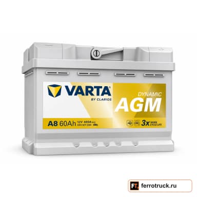 Аккумулятор VARTA Dynamic AGM A8 (560901068), 60 А·ч, 680 А, 12 В