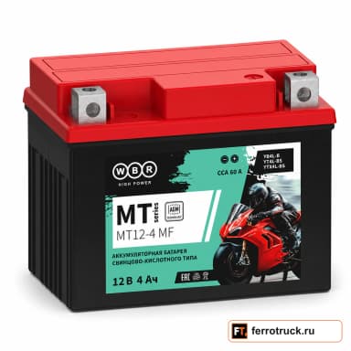 Аккумулятор WBR MT 12-4 MF, 4 А·ч, 60 А, 12 В