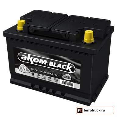 Аккумулятор АКОМ Black 70E, 70 А·ч, 720 А, 12 В