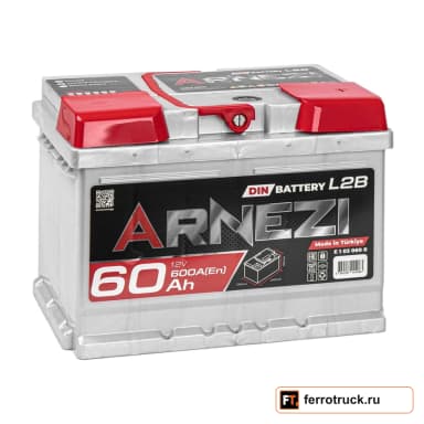 Аккумулятор ARNEZI DIN SMF 60 L2B (E1030600), 60 А·ч, 600 А, обратная полярность
