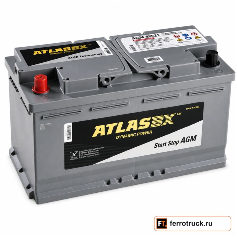 Аккумулятор ATLAS Start Stop AGM SA59521, 95 А·ч, 850 А, 12 В — фото 1