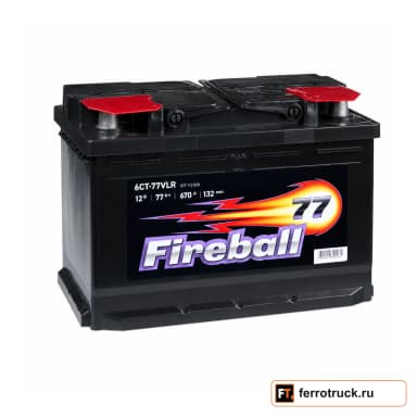 Аккумулятор FIRE BALL Базовый 6СТ-77VLR, 77 А·ч, 670 А, 12 В
