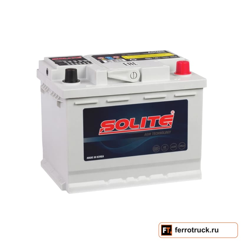 Аккумулятор SOLITE AGM60L, 60 А·ч, 640 А, обратная полярность — фото 1