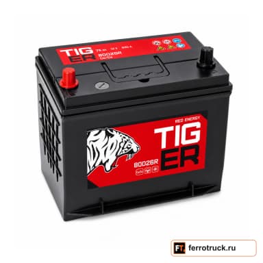 Аккумулятор TIGER Red Energy 80D26R, 75 А·ч, 630 А