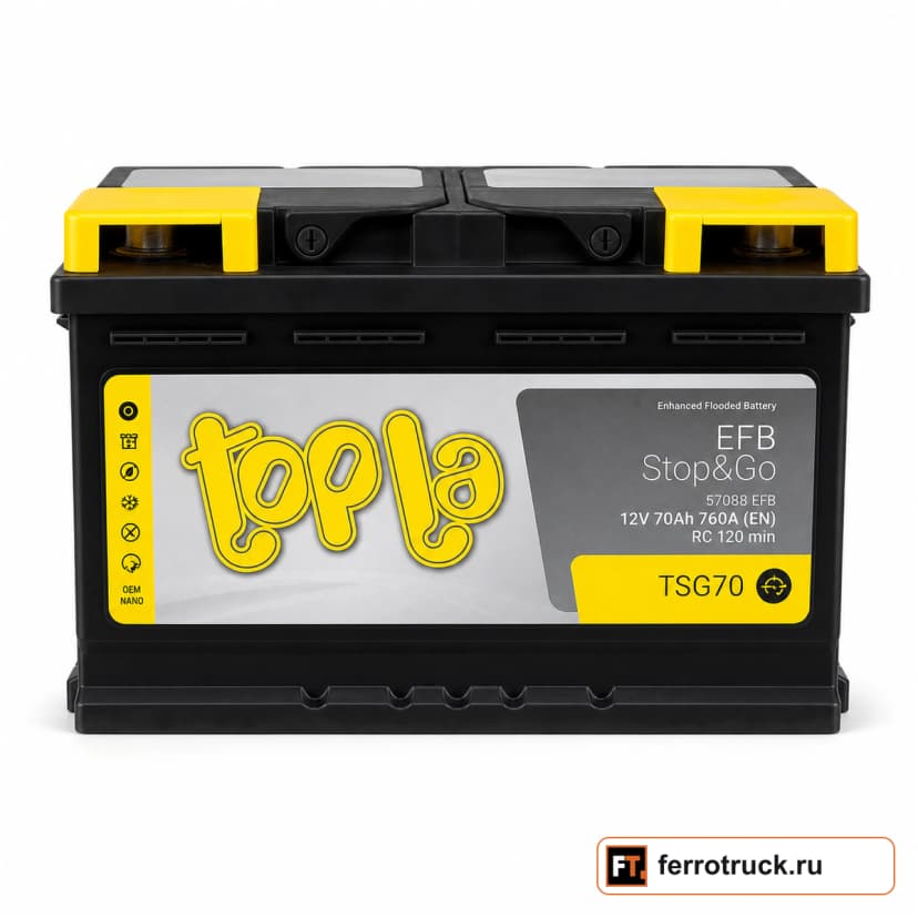 Аккумулятор TOPLA EFB Stop&Go TSG70 (57088 EFB), 70 А·ч, 760 А, 12 В — фото 1