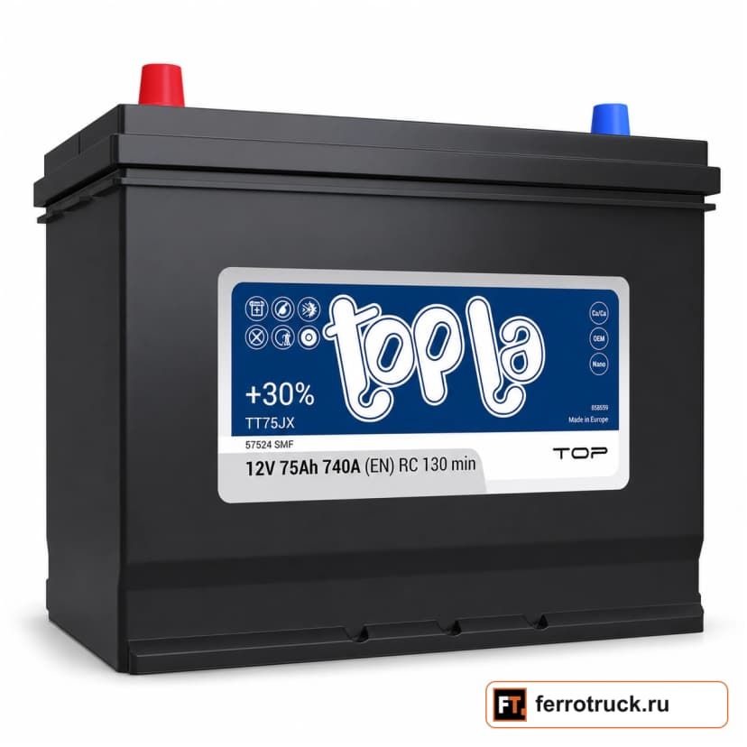 Аккумулятор TOPLA Top JIS TT75JX (57524 SMF), 75 А·ч, 740 А, 12 В — фото 1