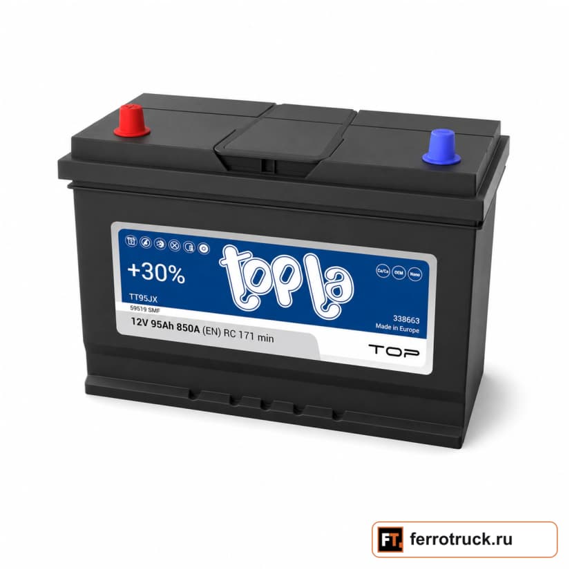 Аккумулятор TOPLA Top JIS TT95JX (59519 SMF), 95 А·ч, 850 А, 12 В — фото 1