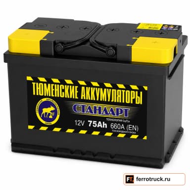 Аккумулятор Тюмень Стандарт 6CT-75LR, 75 А·ч, 660 А, 12 В