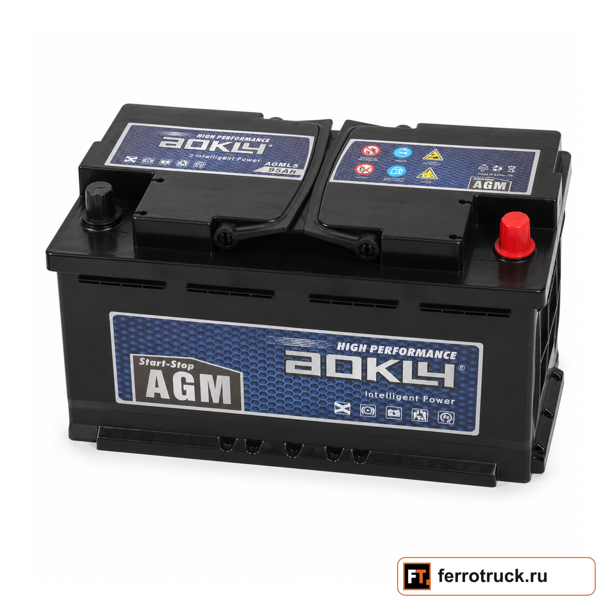 Аккумулятор AOKLY AGML5 (AGM L5), 95 А·ч, 850 А CCA /980 А SAE, обратная полярность — фото 1