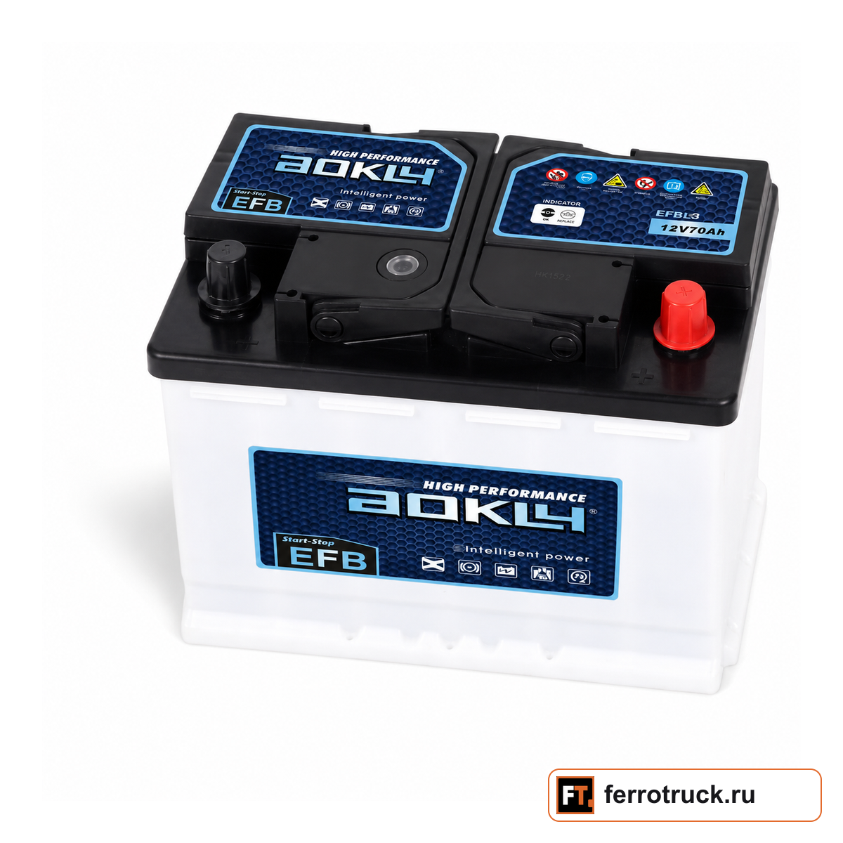 Аккумулятор AOKLY EFBL3 (EFB L3), 70 А·ч, 700 А CCA /800 А SAE, обратная полярность