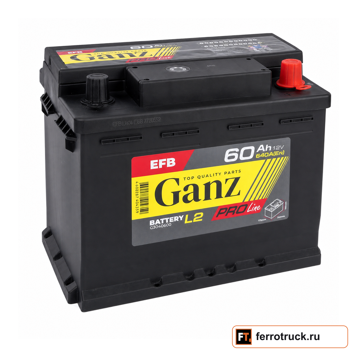 Аккумулятор GANZ PRO-Line EFB G3040600, 60 А·ч, 640 А EN